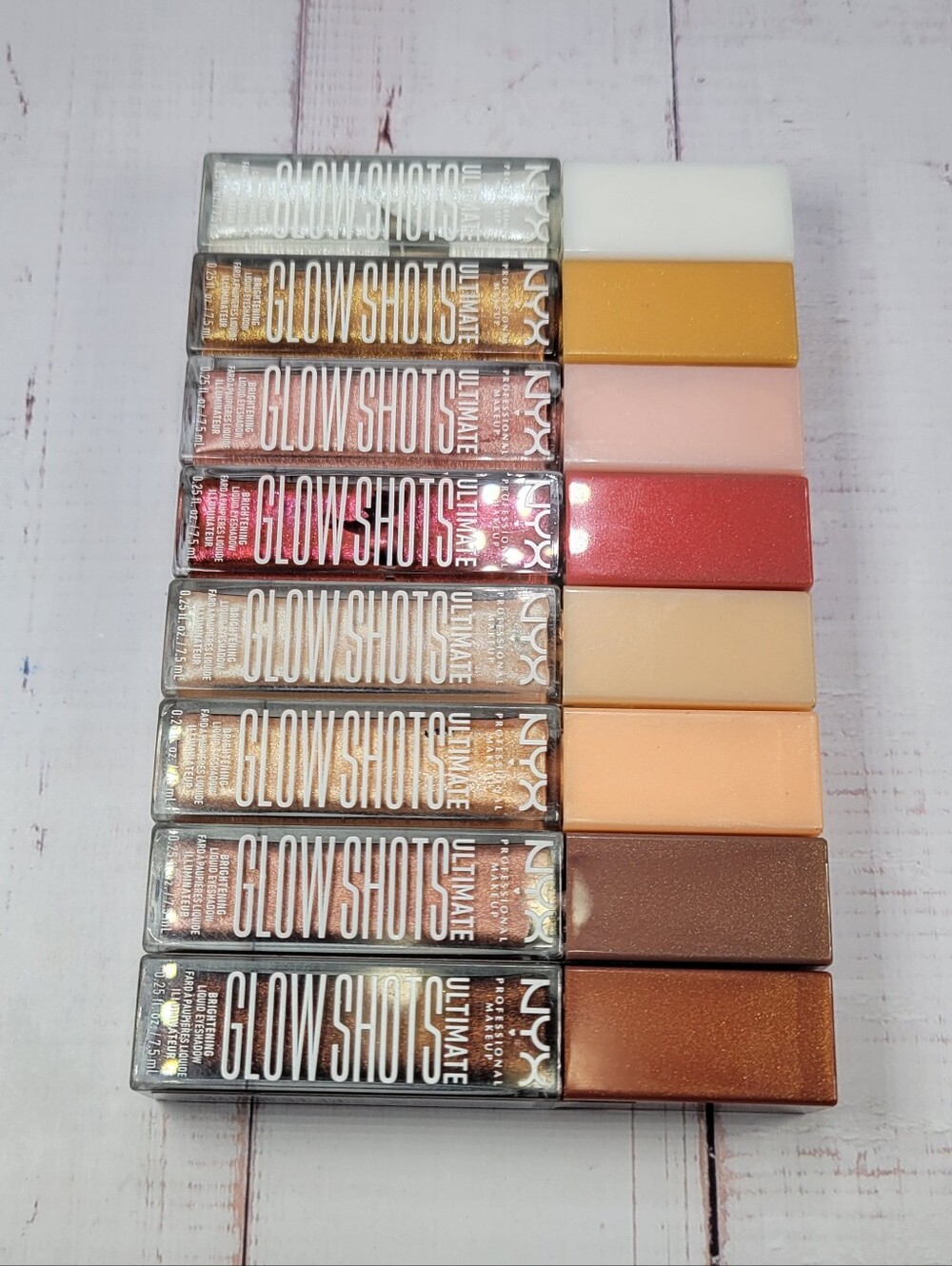 Nyx 8 Piece Ultimate Glow Shots Brightening Liquid Eyeshadow Bundle NEW!